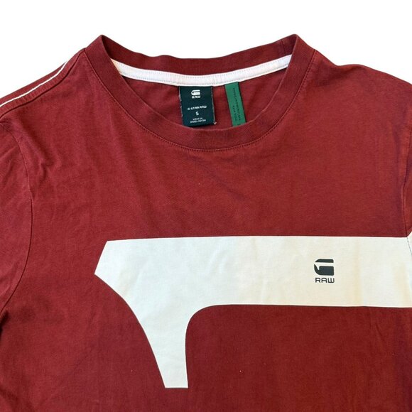 G Star Raw Shirt Mens Small Graphic 13 Slim Red Short Sleeve - Picture 2 of 6